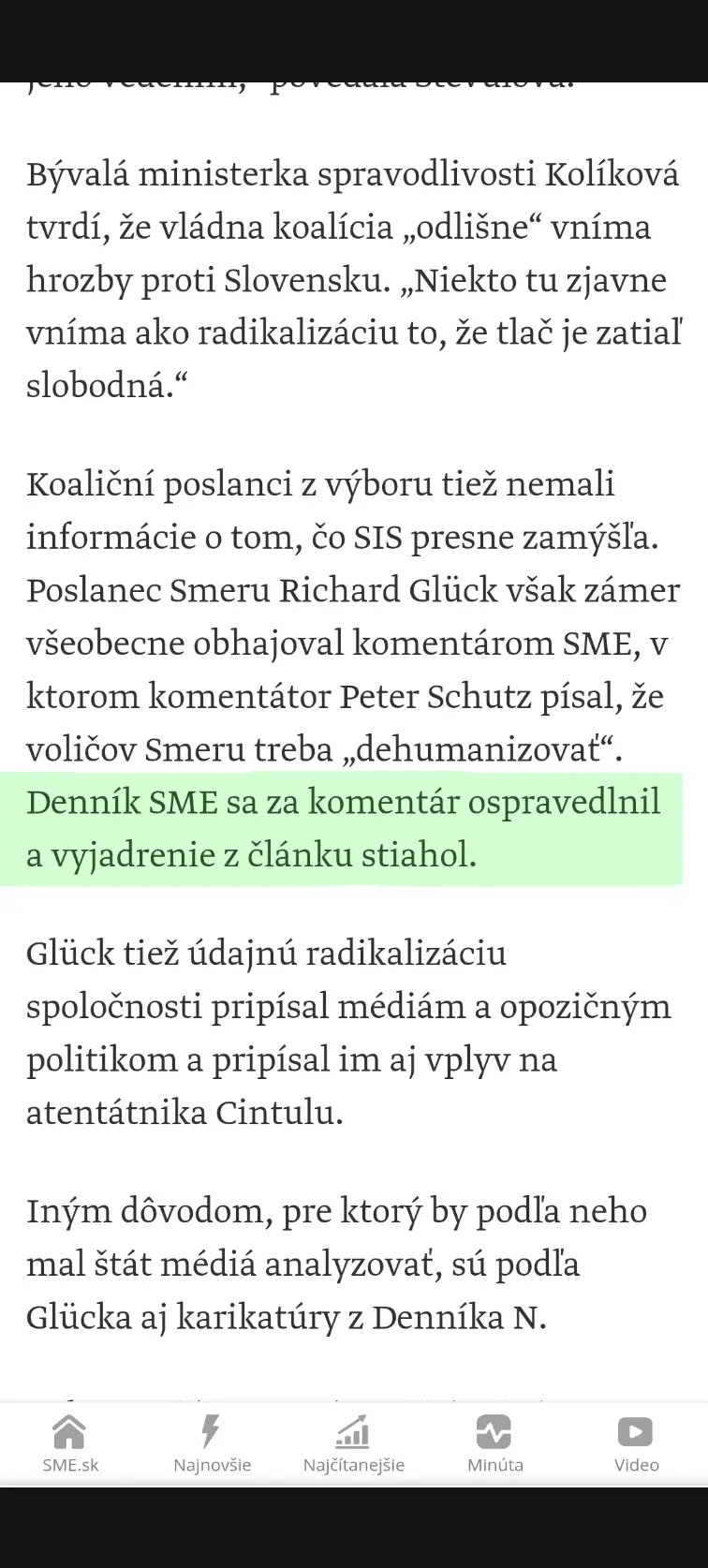 Sme.sk – priznanie chyby a oprava článku